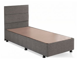 Hanah Home Somier y Cabecero de Cama Individual con Arcón, Gris, 100x200 cm